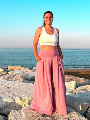 Kalhotová sukně růžová dlouhá
