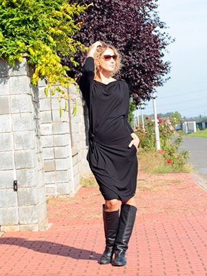 Černé krátké šaty- snížený pas