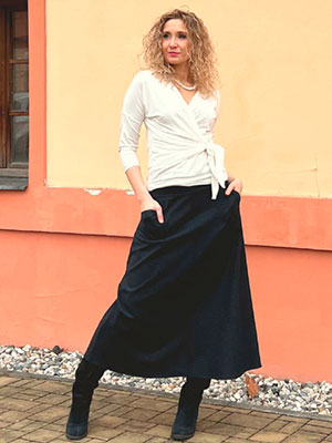 Áčková sukně temně modrá
