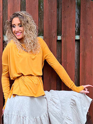 Oversize hořčicové triko dlouhý rukáv