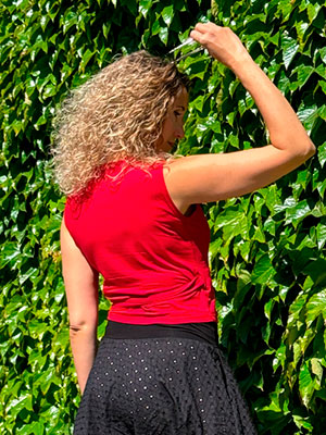Tunika s mašlovým vázáním červená bez rukávu