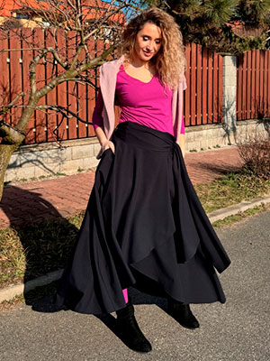 Zavinovací sukně černý neopren