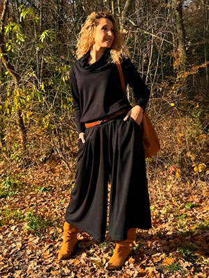 Kalhotová sukně maxi černá