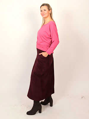 Manžestrová áčková sukně lilková