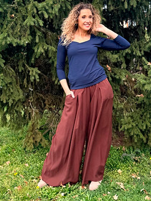 Kalhotová sukně palisandr