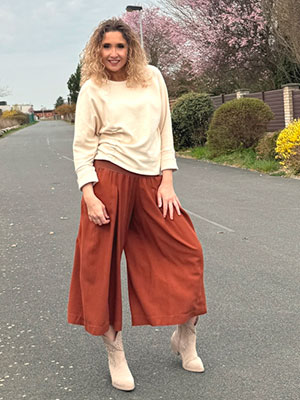 Kalhotová sukně maxi sienna