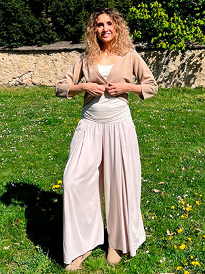 Kalhotová sukně pudrová