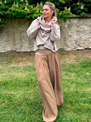 Kalhotová sukně světle hnědé cupro