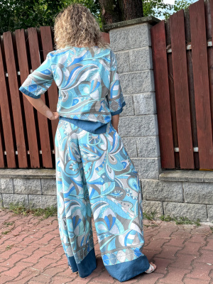 Kalhotová sukně tyrkysový vzor