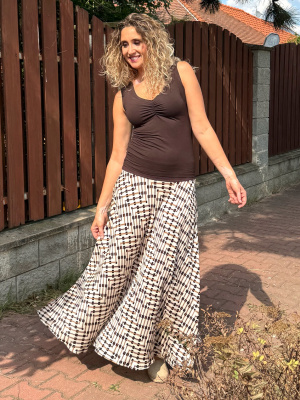 Polokolová sukně-smetanovo hnědá