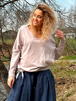 Oversize netopýří tunika dlouhý béžová