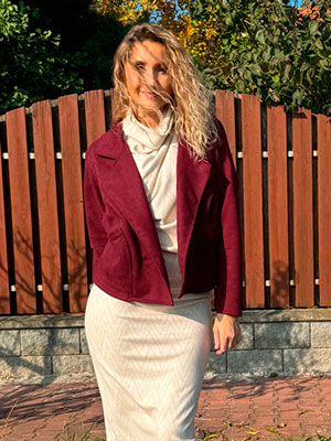 Oversize semišové sako burgundy