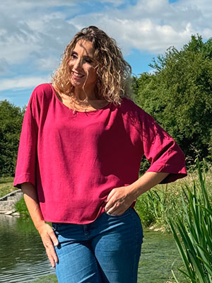 Tunika se lnem malinová