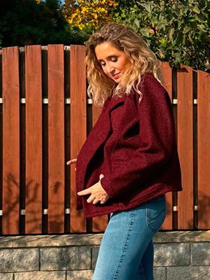 Oversize teplé sako burgundy