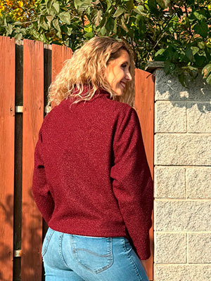 Oversize teplé sako burgundy