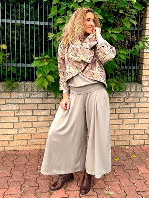 Kalhotová sukně maxi béžová