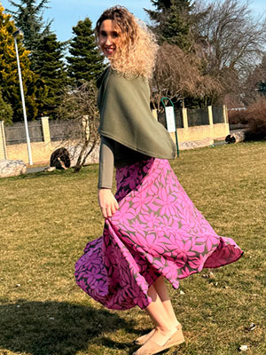 Polokolová sukně-růžovo khaki