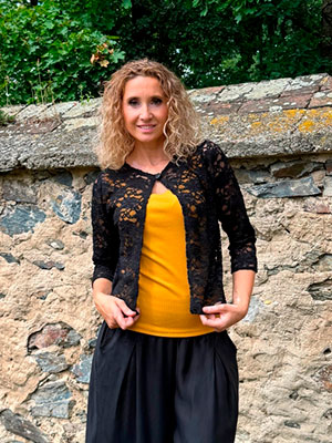 Kardigan krátký elegantní černá krajka