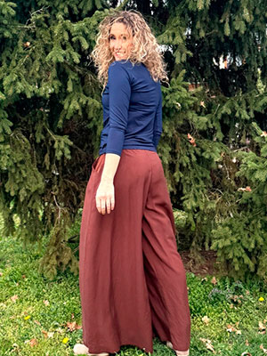 Kalhotová sukně palisandr