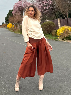 Kalhotová sukně maxi sienna