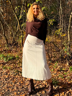 Zvonová sukně smetanová