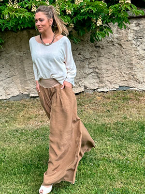 Kalhotová sukně světle hnědé cupro