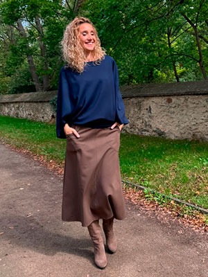 Zvonová sukně hnědá