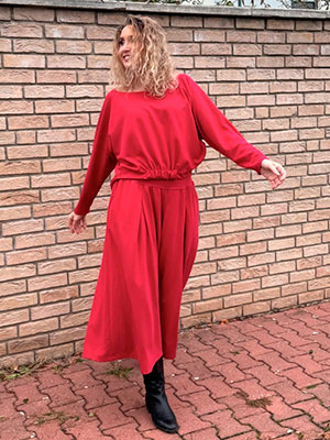 Kalhotová sukně maxi tmavě červená