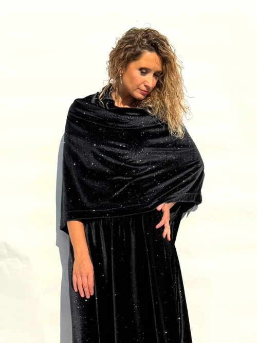 Sametové pončo bez rukávů