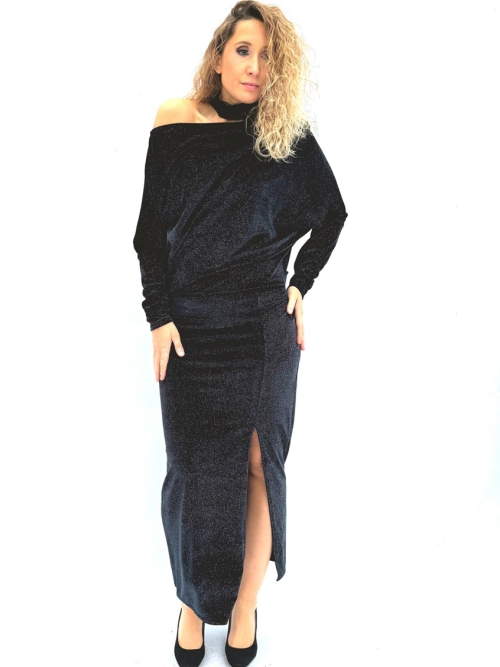 Asymetrické šaty noční obloha