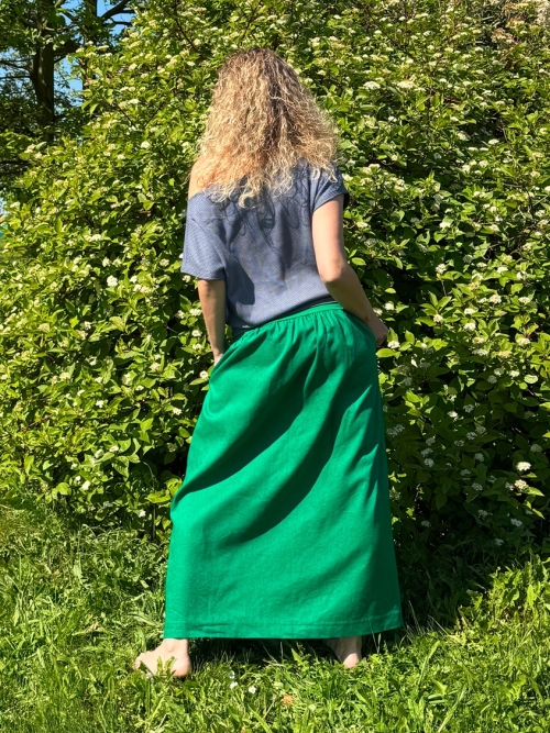 Dlouhá volná zelená lněná