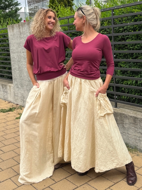 Kalhotová sukně dlouhá vanilka