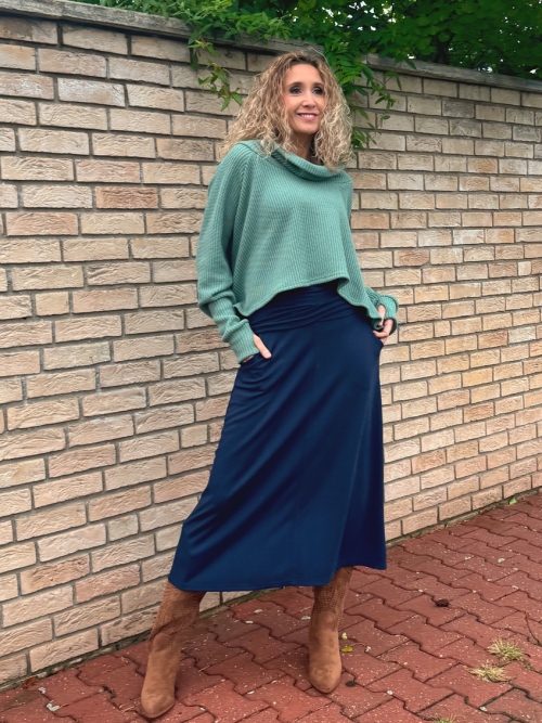 Zvonová sukně modrá