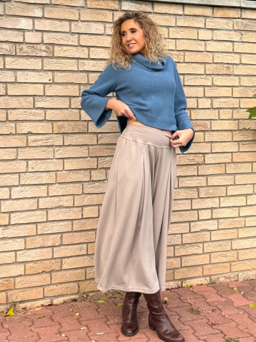 Kalhotová sukně maxi béžová