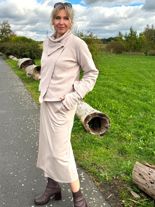 Překládaná midi sukně béžová