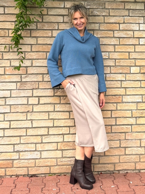 Překládaná midi sukně béžová