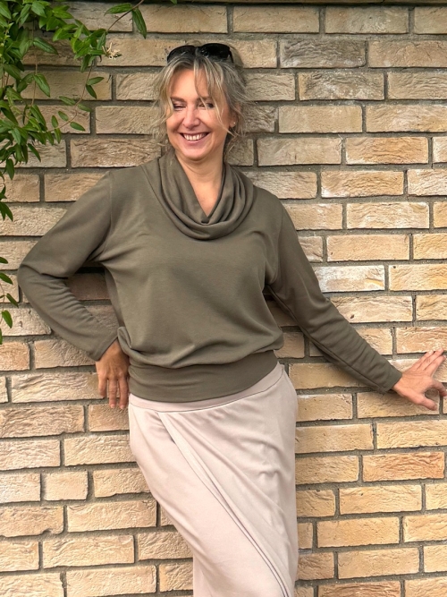 Rolák s pružným pasem khaki