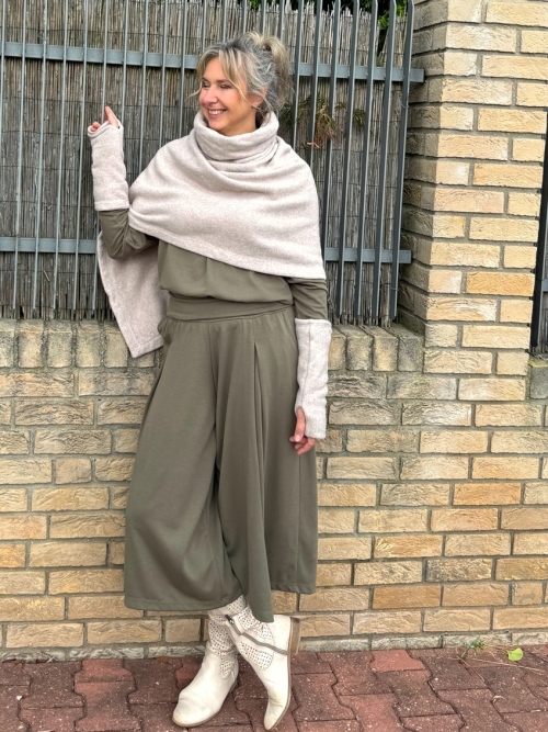 Kalhotová sukně maxi khaki