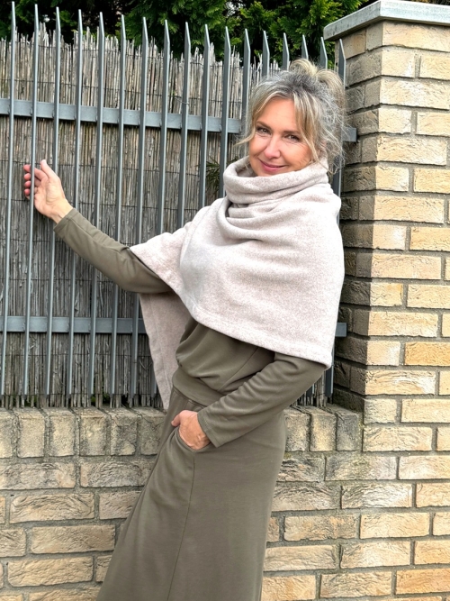 Rolákové pončo bavlněný fleece