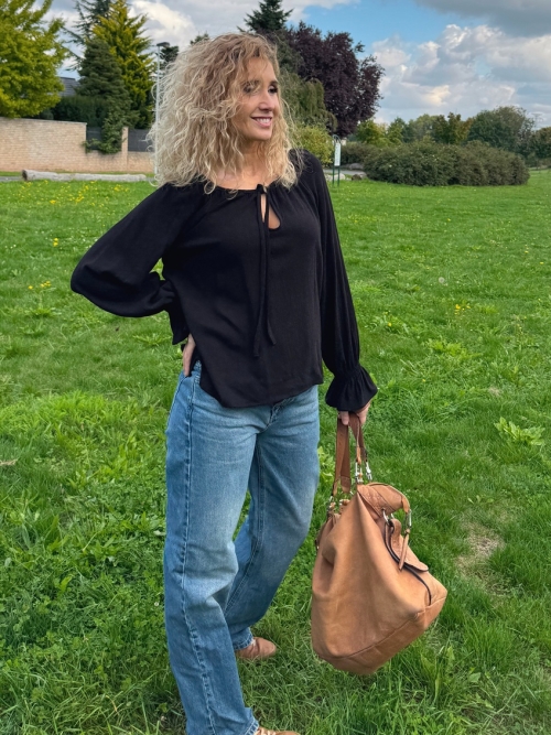 Tunika se lnem černá