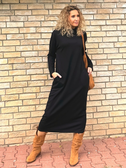 Černé dlouhé šaty se stojáčkem