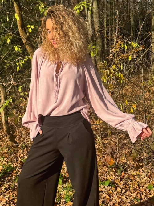 Tunika se lnem pudrově růžová