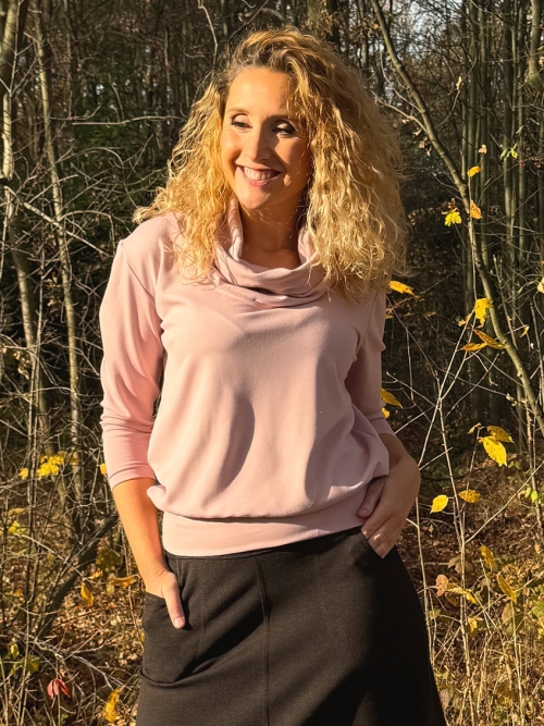 Rolák s pružným pasem pudrově růžový