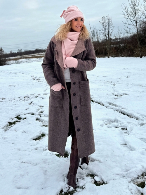 Zimní kabát pařená vlna tmavší hnědá