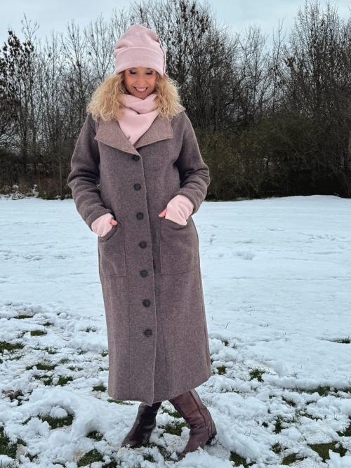 Zimní kabát pařená vlna tmavší hnědá