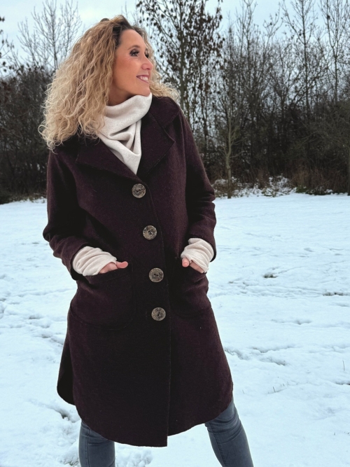 Kabát pařená vlna tmavě hnědý