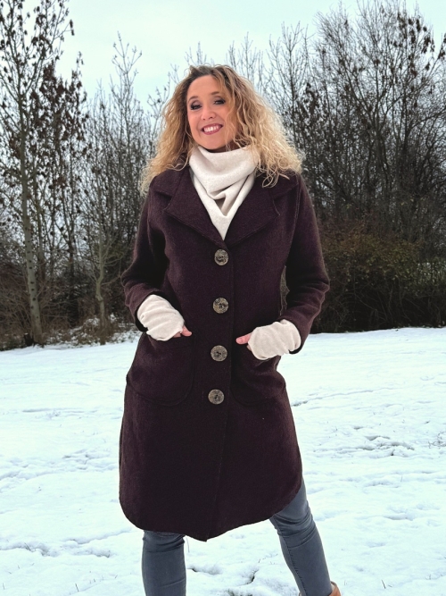 Kabát pařená vlna tmavě hnědý