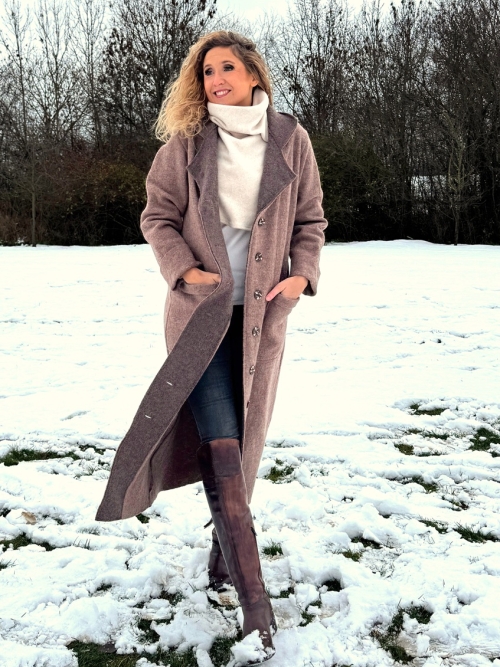 Zimní kabát pařená vlna světle hnědý