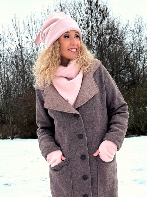 Fleesový rolákový nákrčník růžový