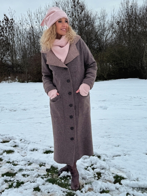 Zimní kabát pařená vlna tmavší hnědá zateplený